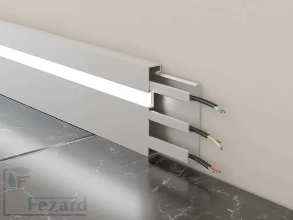 Алюминиевый плинтус Fezard Кабельный ALP-G80-LF Алюминий 80*15*2500 мм в Нижнем Новгороде